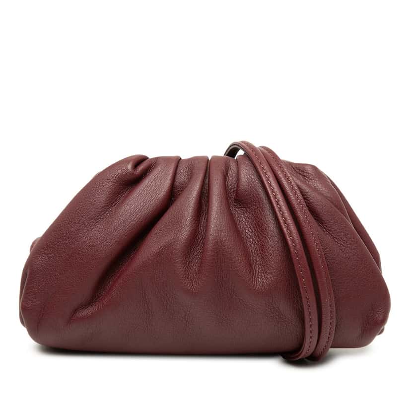 Bottega Veneta Lambskin The Extra Mini Pouch Crossbody Red Leather Very good condition - Front View