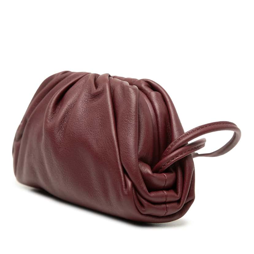 Bottega Veneta Lambskin The Extra Mini Pouch Crossbody Red Leather Very good condition - Back View