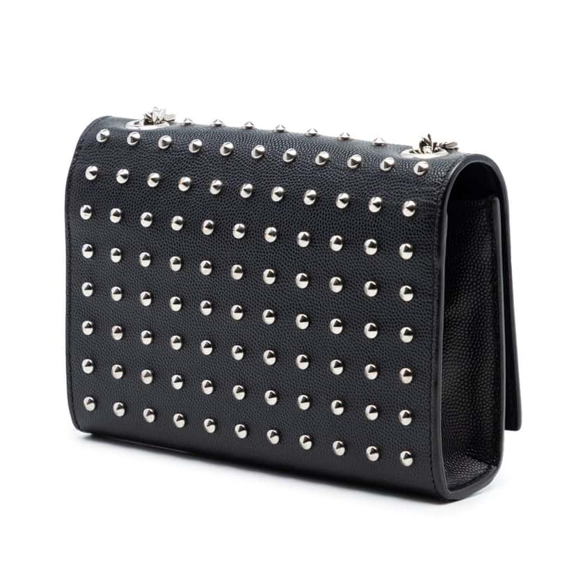 Saint Laurent Small Grain De Poudre Studded Monogram Kate Crossbody Black Leather Very good condition - Back View