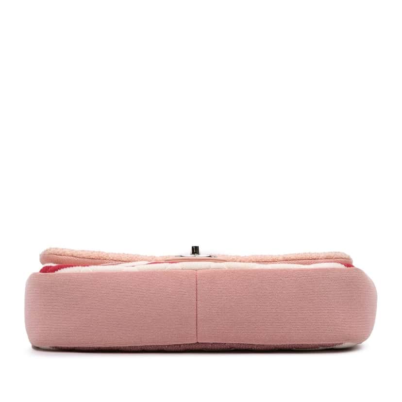 Chanel Jumbo Stripe Jersey Felt and Rope Flap Pink Very good condition - Inside View