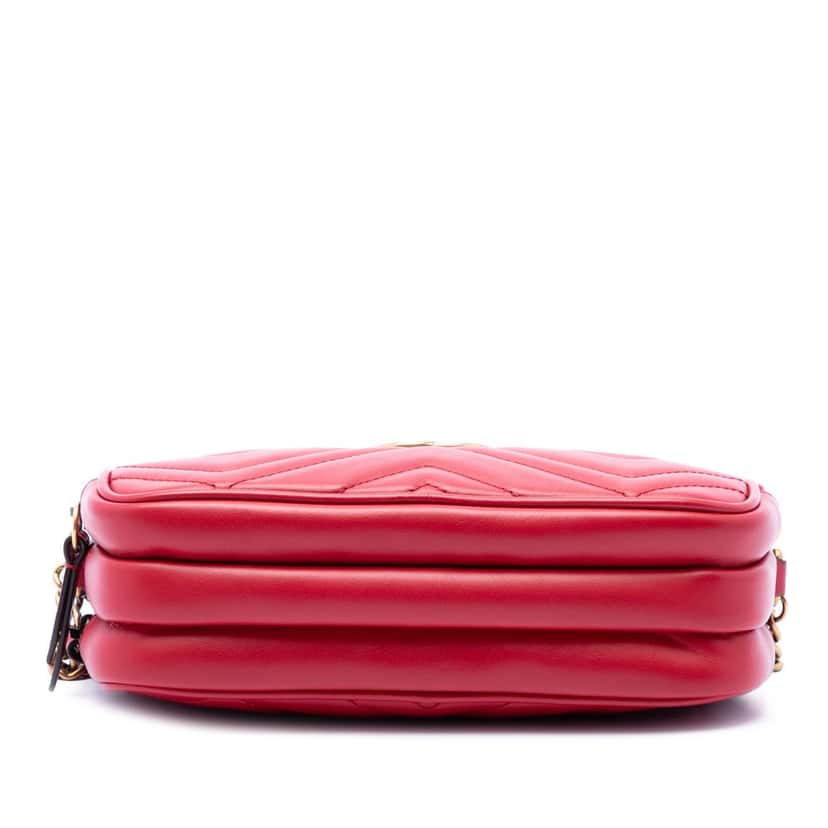 Gucci Mini Calfskin GG Marmont Triple Zip Crossbody Red Leather Very good condition - Inside View