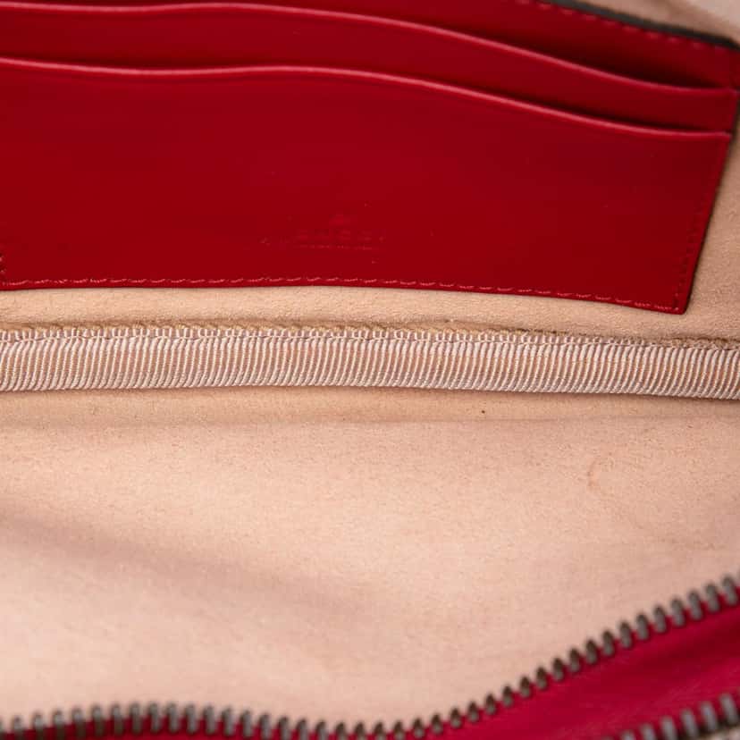 Gucci Mini Calfskin GG Marmont Triple Zip Crossbody Red Leather Very good condition - Model View