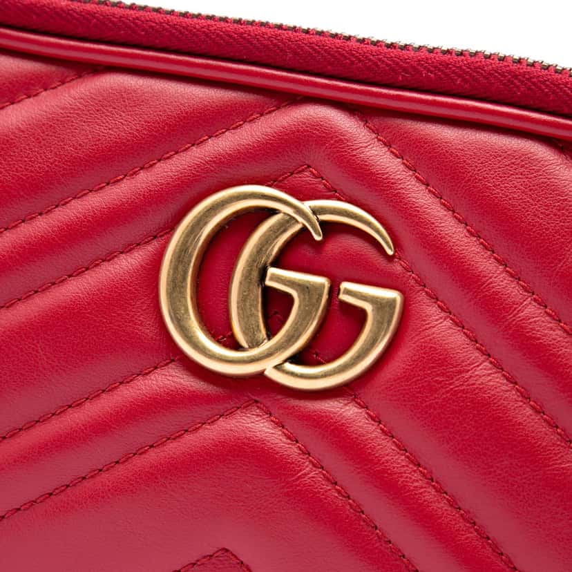 Gucci Mini Calfskin GG Marmont Triple Zip Crossbody Red Leather Very good condition - Box View