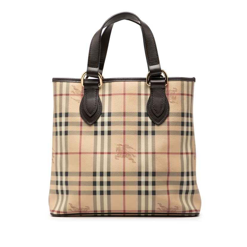 Burberry Haymarket Check Coated Canvas Tote Beige Very good condition - Front View