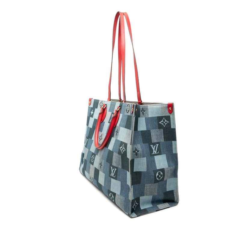 Louis Vuitton Monogram Denim Onthego GM Blue Very good condition - Back View