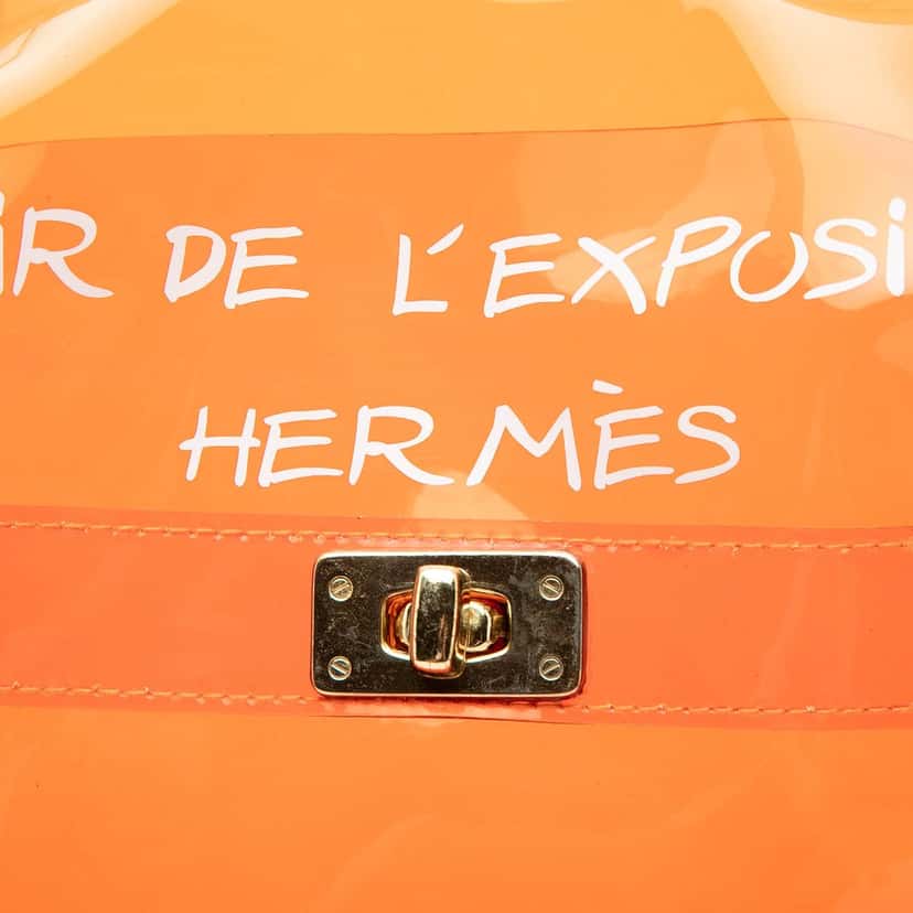 Hermès Vinyl Souvenir De L Exposition Kelly Handbag Orange Plastic Very good condition - Box View