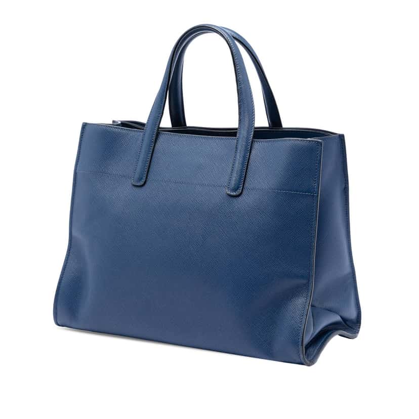Prada Saffiano Soft Triple Pocket Tote Blue Leather Very good condition - Back View