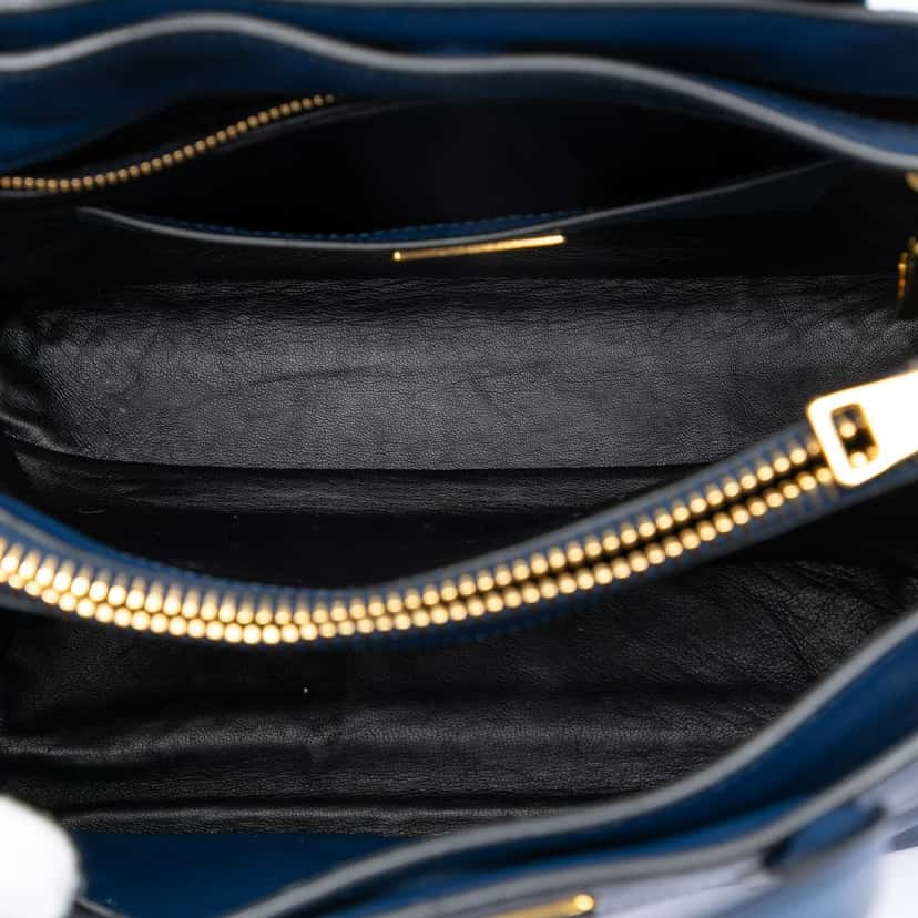 Prada Saffiano Soft Triple Pocket Tote Blue Leather Very good condition - Model View