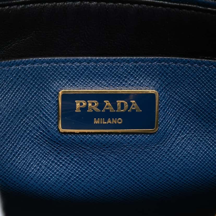 Prada Saffiano Soft Triple Pocket Tote Blue Leather Very good condition - Box View