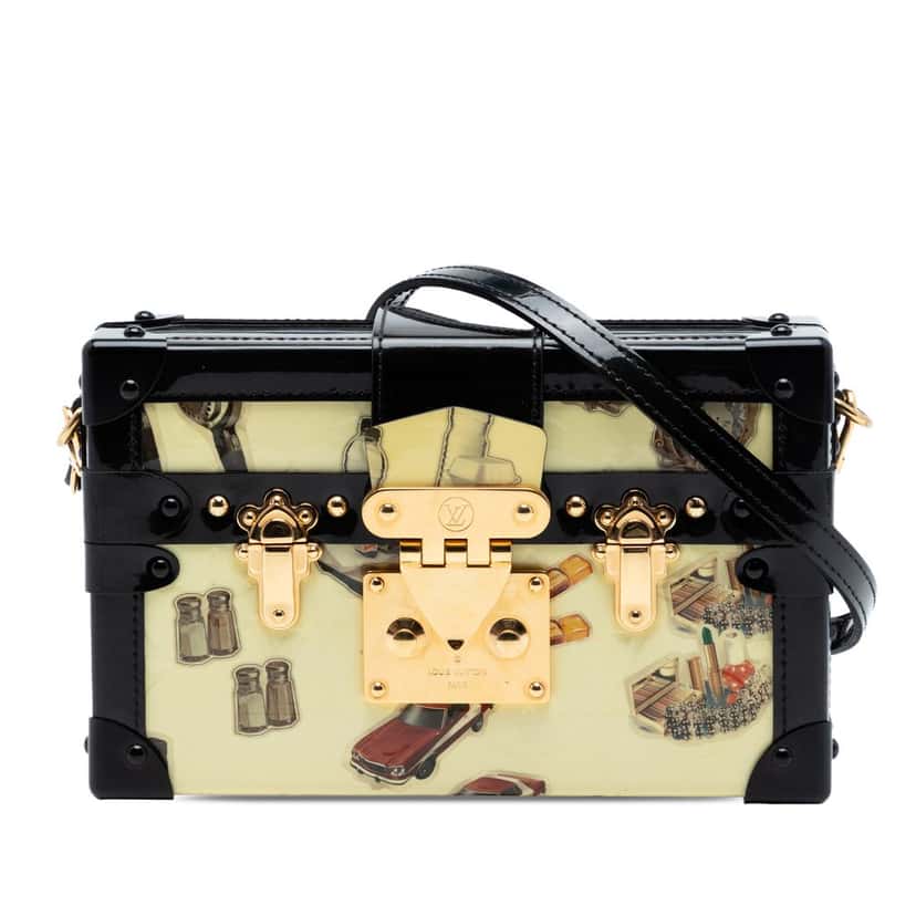 Louis Vuitton Monogram Vernis Stickers Petite Malle Beige Leather Very good condition - Front View