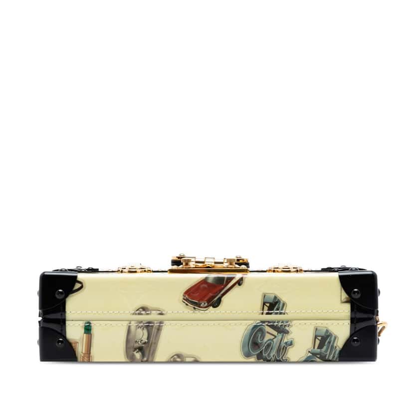 Louis Vuitton Monogram Vernis Stickers Petite Malle Beige Leather Very good condition - Inside View
