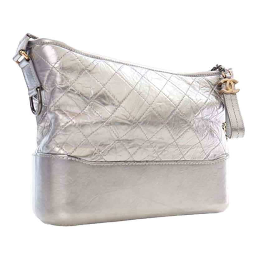 Chanel Medium Aged Calfskin Gabrielle Hobo Silver Leather Very good condition - Inside View