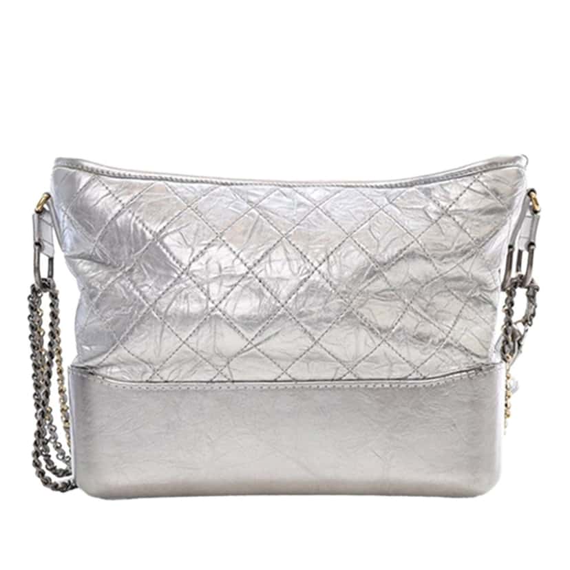 Chanel Medium Aged Calfskin Gabrielle Hobo Silver Leather Very good condition - Model View