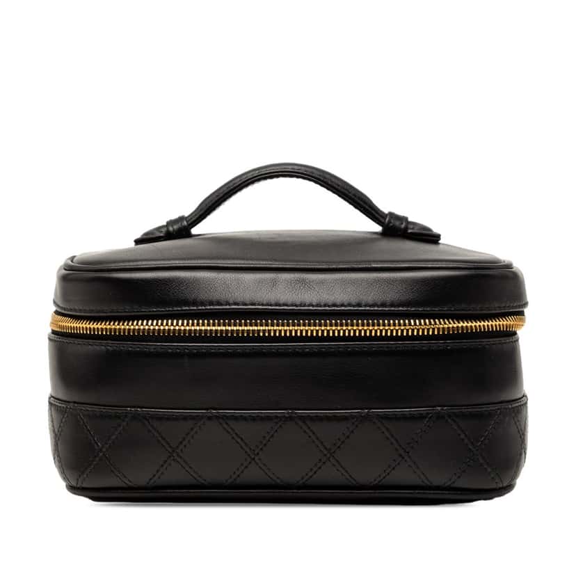 Chanel CC Quilted Lambskin Vanity Bag Black Leather Very good condition - Front View