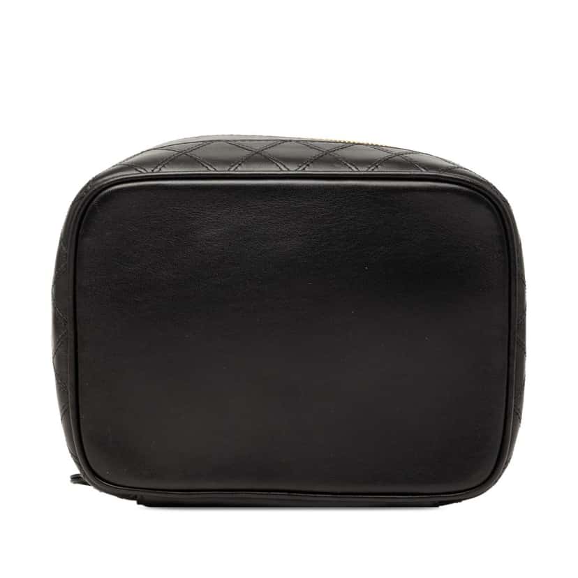 Chanel CC Quilted Lambskin Vanity Bag Black Leather Very good condition - Inside View