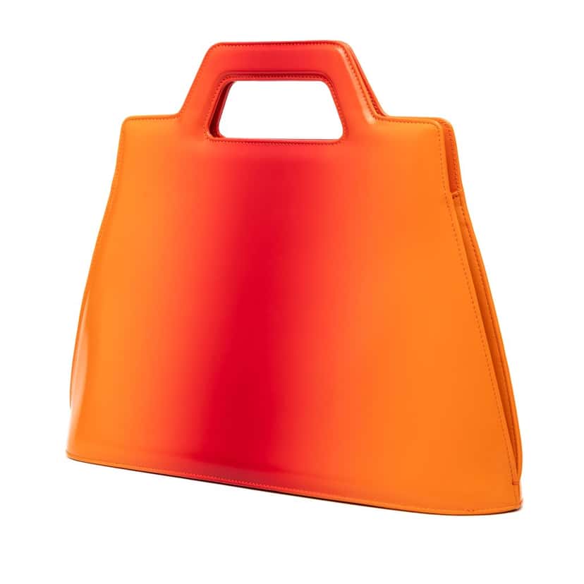 Salvatore Ferragamo Gradient Brushed Calfskin Gancini Wanda Top Handle Bag Orange Leather Very good condition - Back View