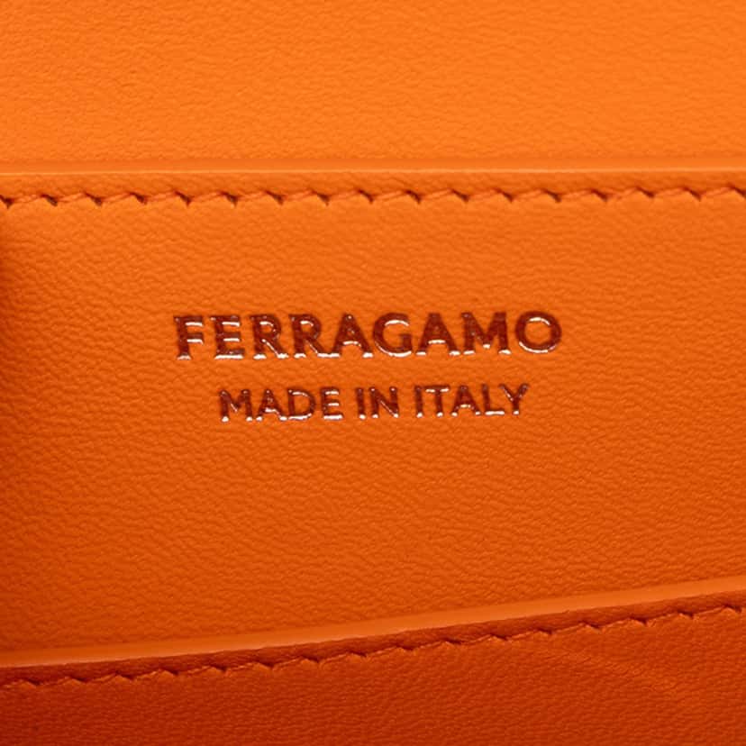 Salvatore Ferragamo Gradient Brushed Calfskin Gancini Wanda Top Handle Bag Orange Leather Very good condition - Box View