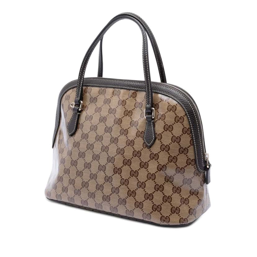Gucci Medium GG Crystal Dome Satchel Brown Leather Very good condition - Back View