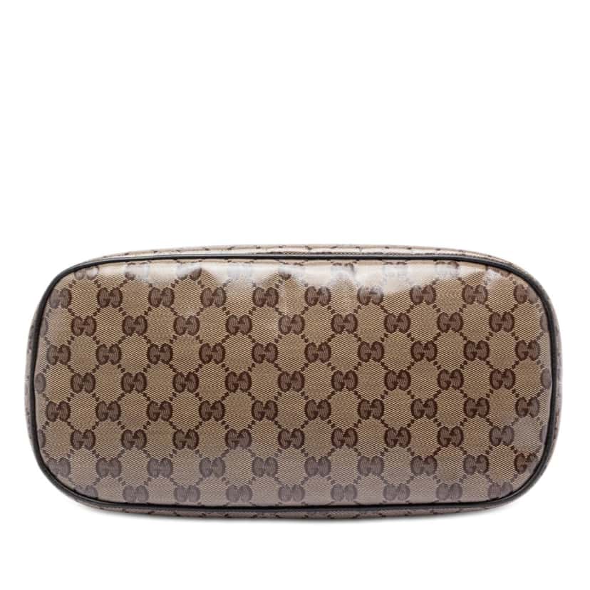 Gucci Medium GG Crystal Dome Satchel Brown Leather Very good condition - Inside View