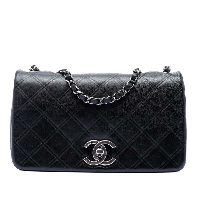 Chanel Medium Diamond Embossed Calfskin New Chic Flap Black Leather Very good condition - Front View