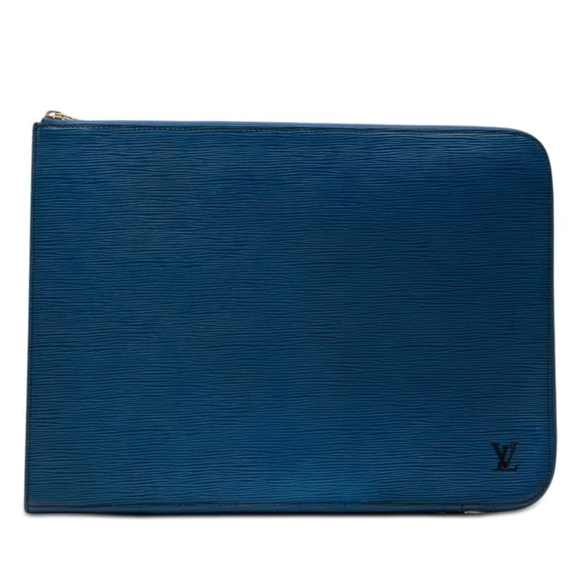 Louis Vuitton Epi Poche Documents Portfolio Blue Leather Very good condition - Front View