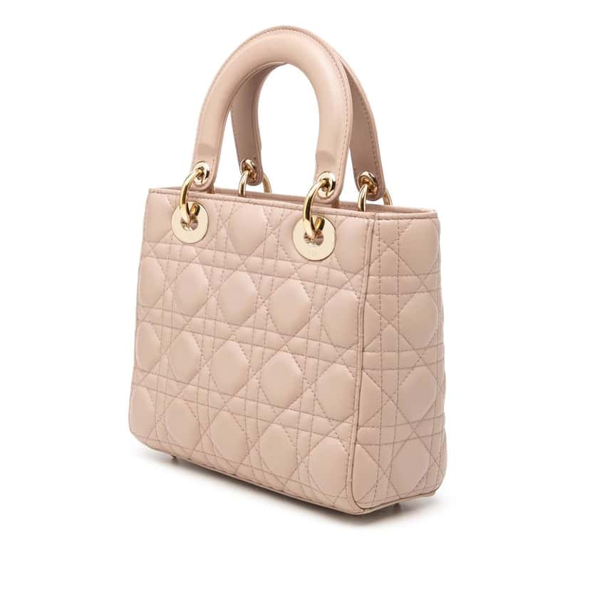 Dior Small Lambskin Cannage My ABCDior Lady Dior Pink Leather Very good condition - Back View