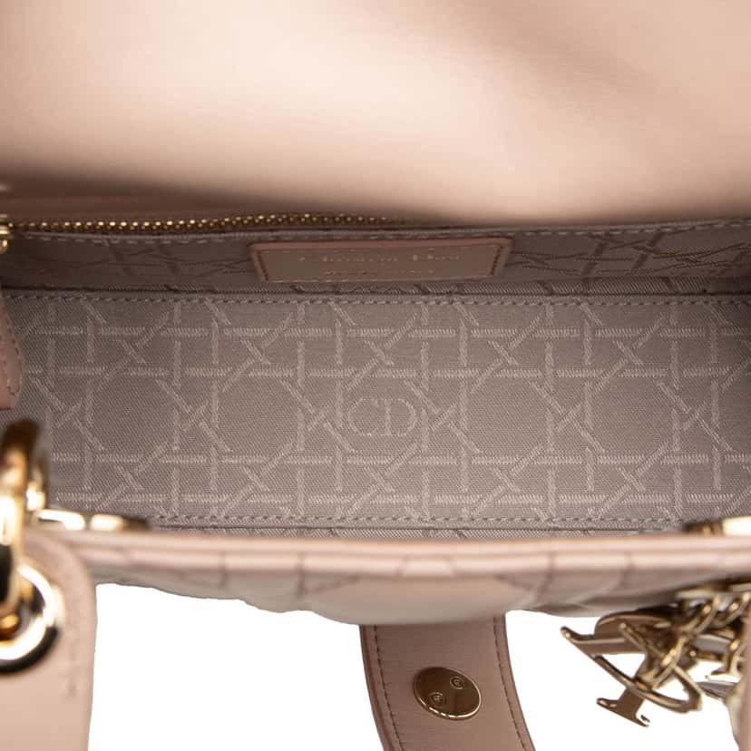 Dior Small Lambskin Cannage My ABCDior Lady Dior Pink Leather Very good condition - Model View