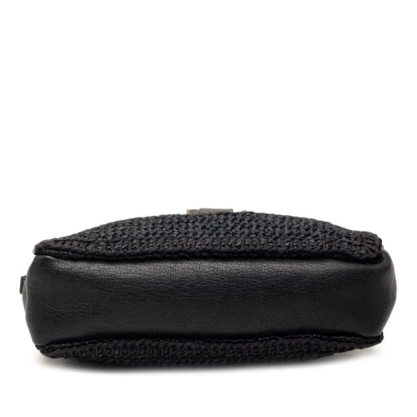Saint Laurent Woven Raffia and Leather Lou Camera Bag Black Good condition - Inside View