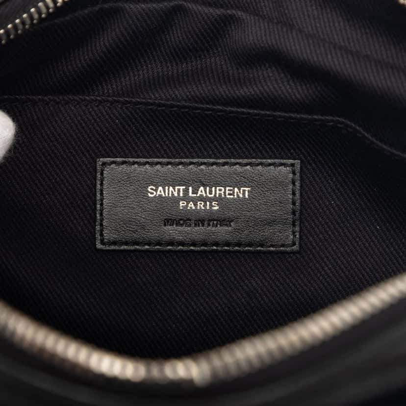 Saint Laurent Woven Raffia and Leather Lou Camera Bag Black Good condition - Box View