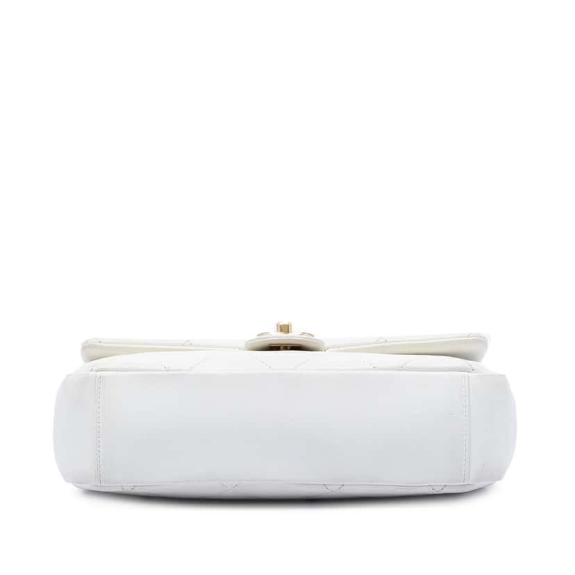 Chanel Medium Quilted Lambskin A Real Catch Flap White Leather Very good condition - Inside View