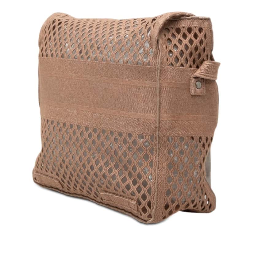 Dior Large Embroidered Mesh Canvas Diorcamp Messenger Bag Brown Very good condition - Back View