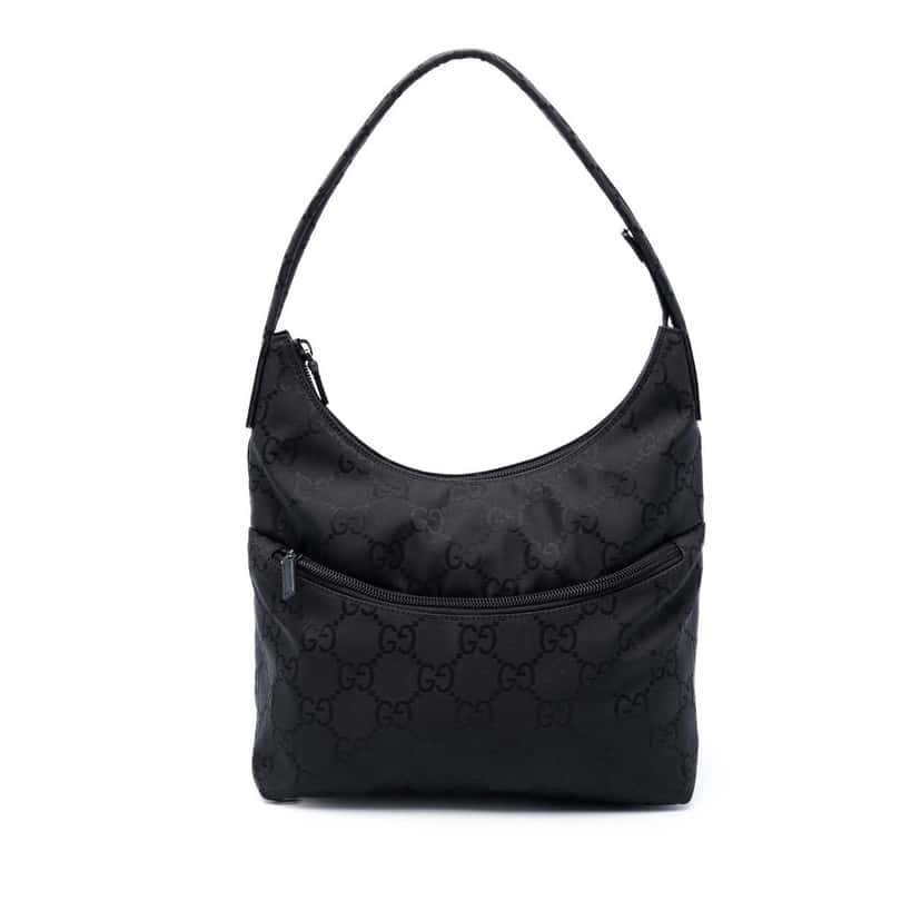 Gucci GG Nylon Shoulder Bag Black Very good condition - Front View