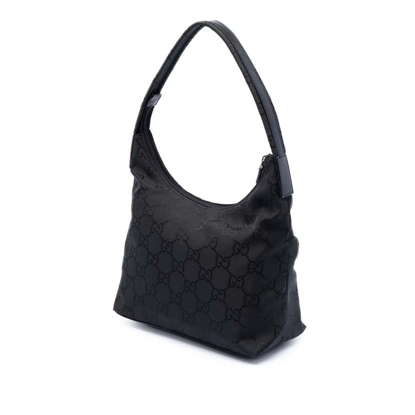 Gucci GG Nylon Shoulder Bag Black Very good condition - Back View