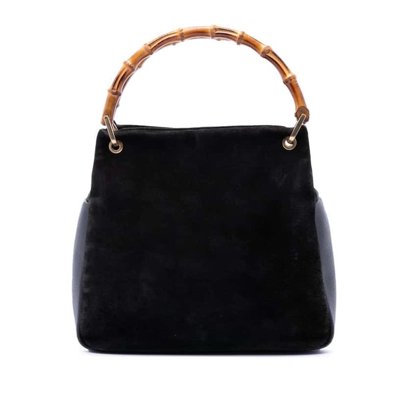 Gucci Suede Bamboo Handbag Black Leather Very good condition - Front View