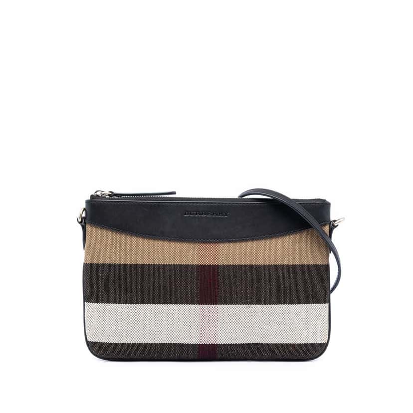 Burberry Mega Check Canvas Peyton Crossbody Brown Very good condition - Front View