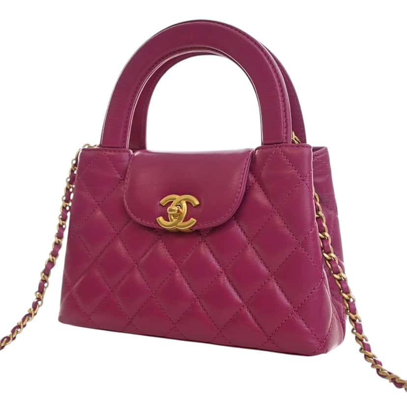 Chanel Nano Shiny Aged Calfskin Kelly Shopper Bag Pink Leather Very good condition - Inside View