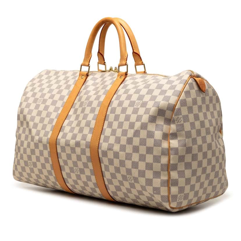 Louis Vuitton Damier Azur Keepall 50 White Very good condition - Back View