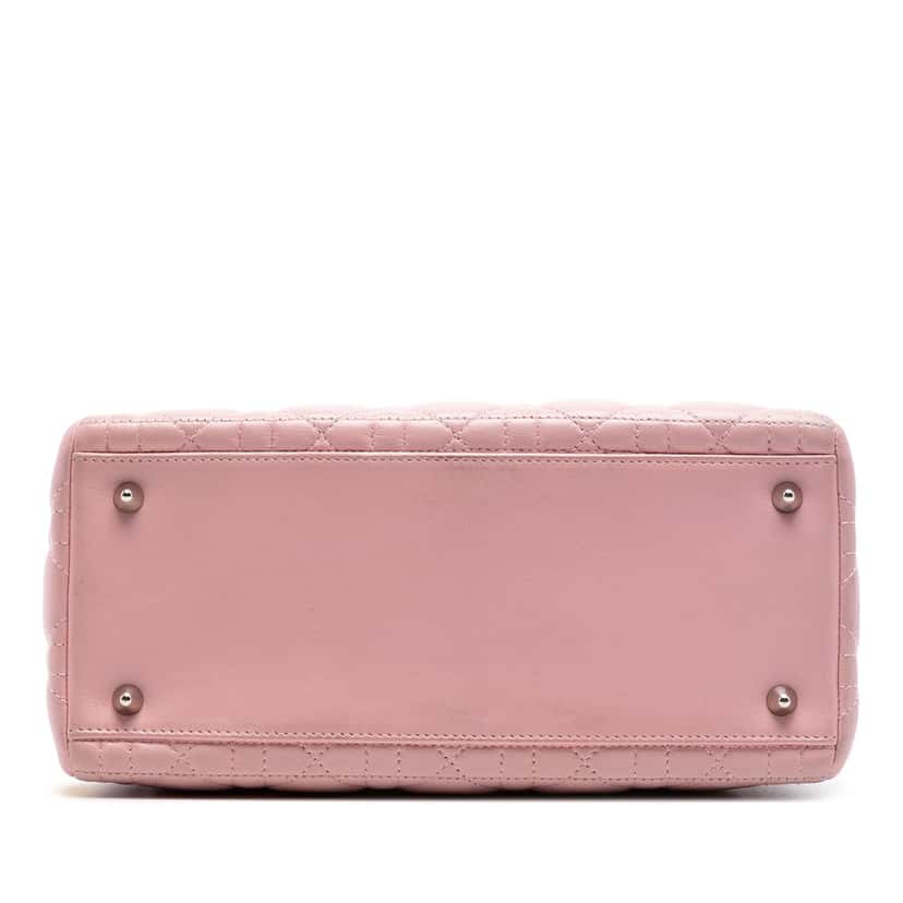 Dior Medium Lambskin Cannage Lady Dior Pink Leather Very good condition - Inside View