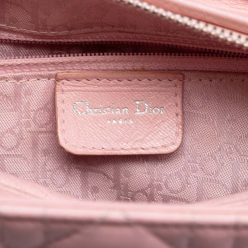 Dior Medium Lambskin Cannage Lady Dior Pink Leather Very good condition - Box View