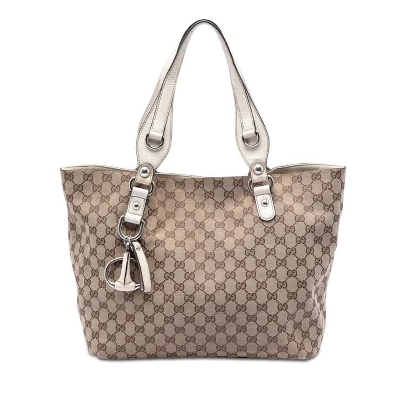 Gucci Medium GG Canvas Icon Bit Tote Beige Very good condition - Front View