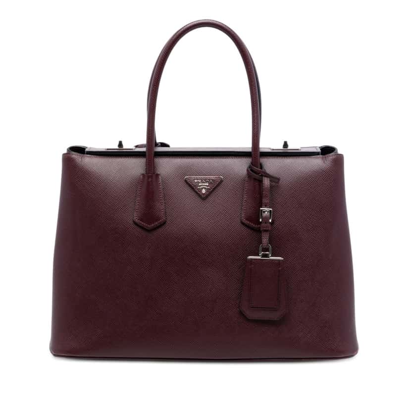 Prada Saffiano Cuir Turnlock Twin Satchel Red Leather Very good condition - Front View