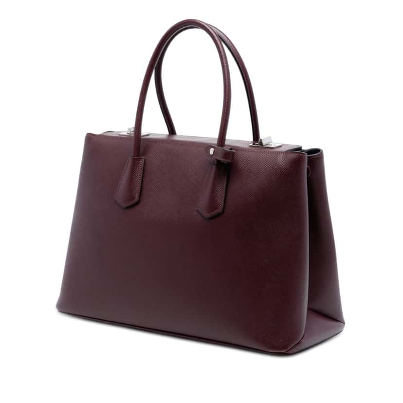 Prada Saffiano Cuir Turnlock Twin Satchel Red Leather Very good condition - Back View