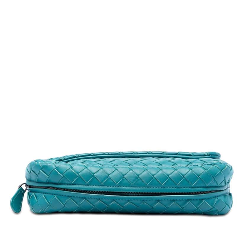 Bottega Veneta Mini Nappa Intrecciato Expandable Chain Crossbody Blue Leather Very good condition - Inside View