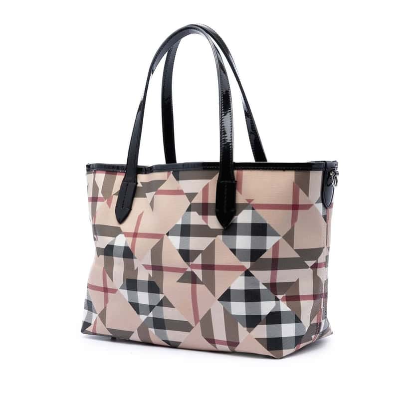 Burberry House Check Coated Canvas Satchel Beige Very good condition - Back View