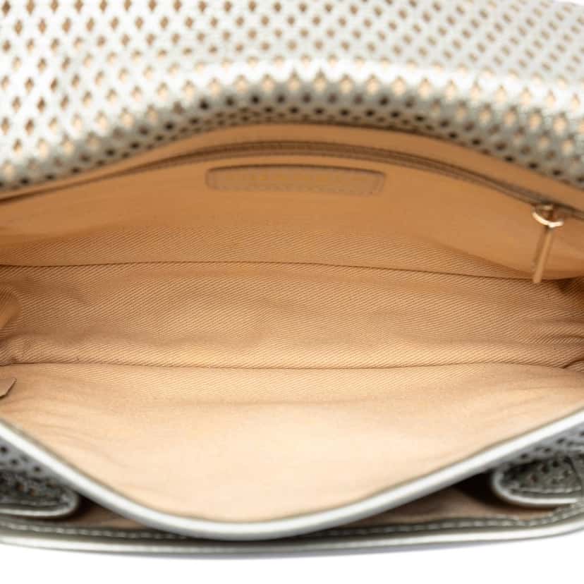 Chanel Small Perforated Calfskin Up In The Air Flap Silver Leather Very good condition - Model View