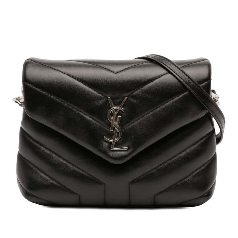 Saint Laurent Toy Matelasse Calfskin Monogram LouLou Crossbody Black Leather Very good condition - Front View