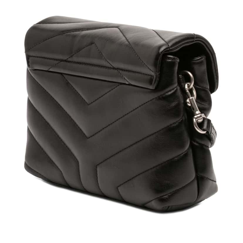 Saint Laurent Toy Matelasse Calfskin Monogram LouLou Crossbody Black Leather Very good condition - Back View