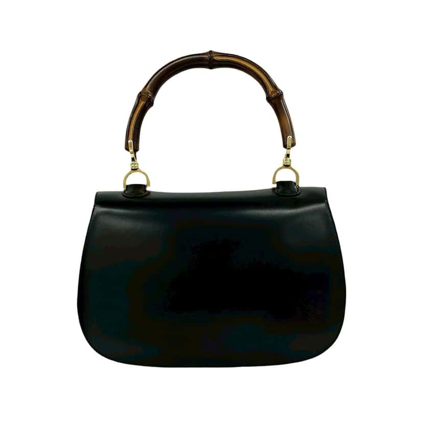 Gucci Calfskin Bamboo Night Black Leather Very good condition - Back View