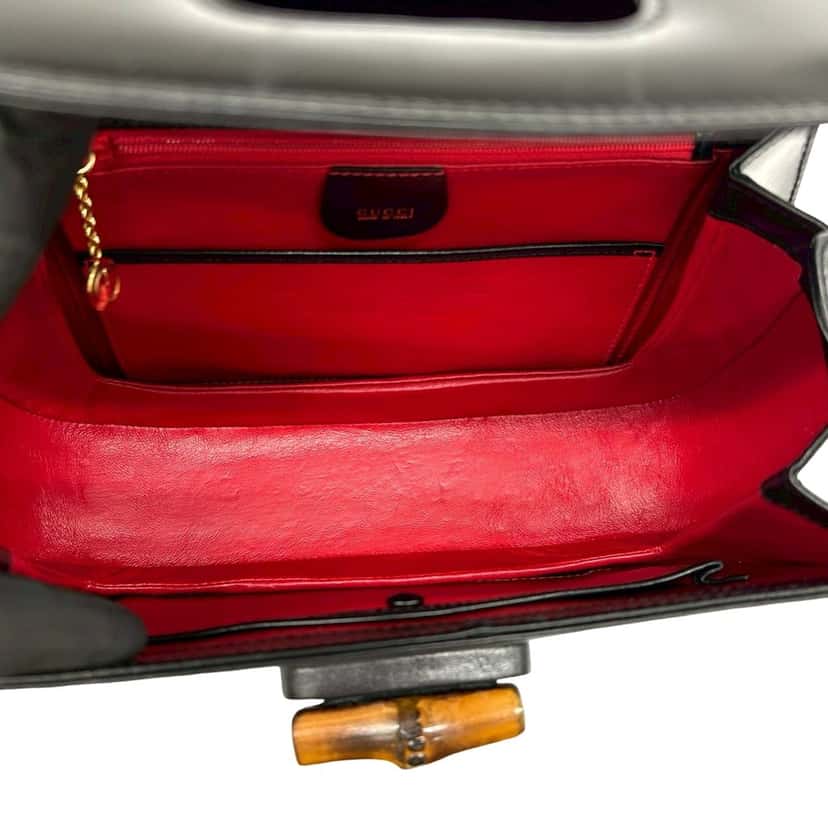 Gucci Calfskin Bamboo Night Black Leather Very good condition - Inside View