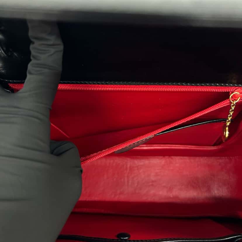 Gucci Calfskin Bamboo Night Black Leather Very good condition - Model View